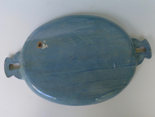 XL vintage blue oval Tlaquepaque platter 21 5/8" long
